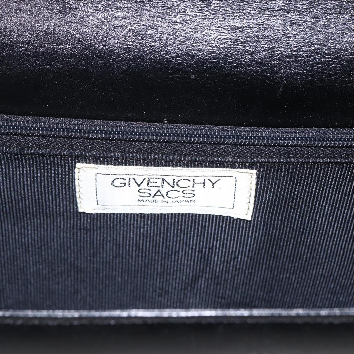GIVENCHY Shoulder Bag Leather Black Gold Auth 164833