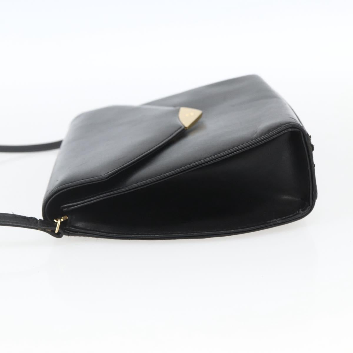 GIVENCHY Shoulder Bag Leather Black Gold Auth 164833