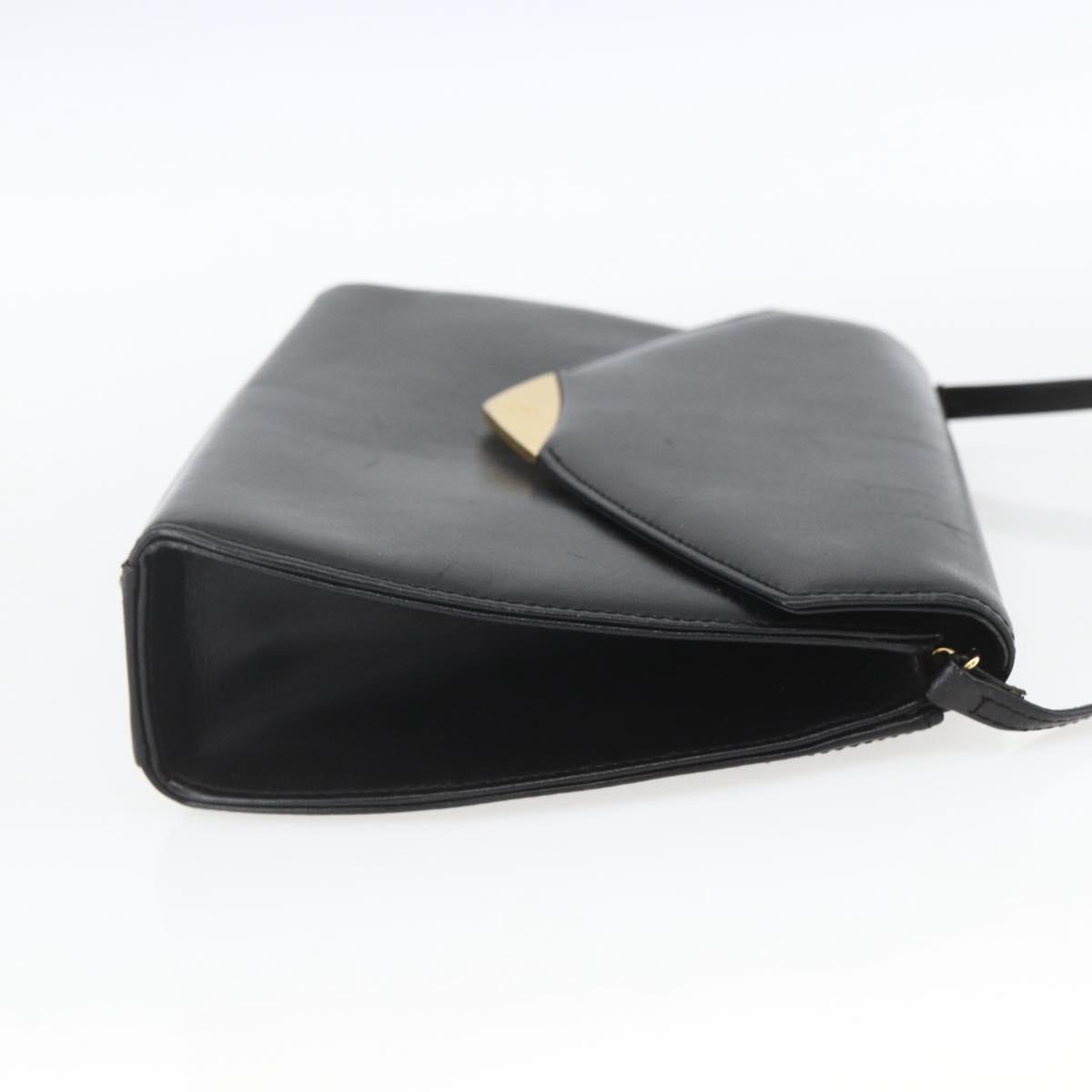 GIVENCHY Shoulder Bag Leather Black Gold Auth 164833