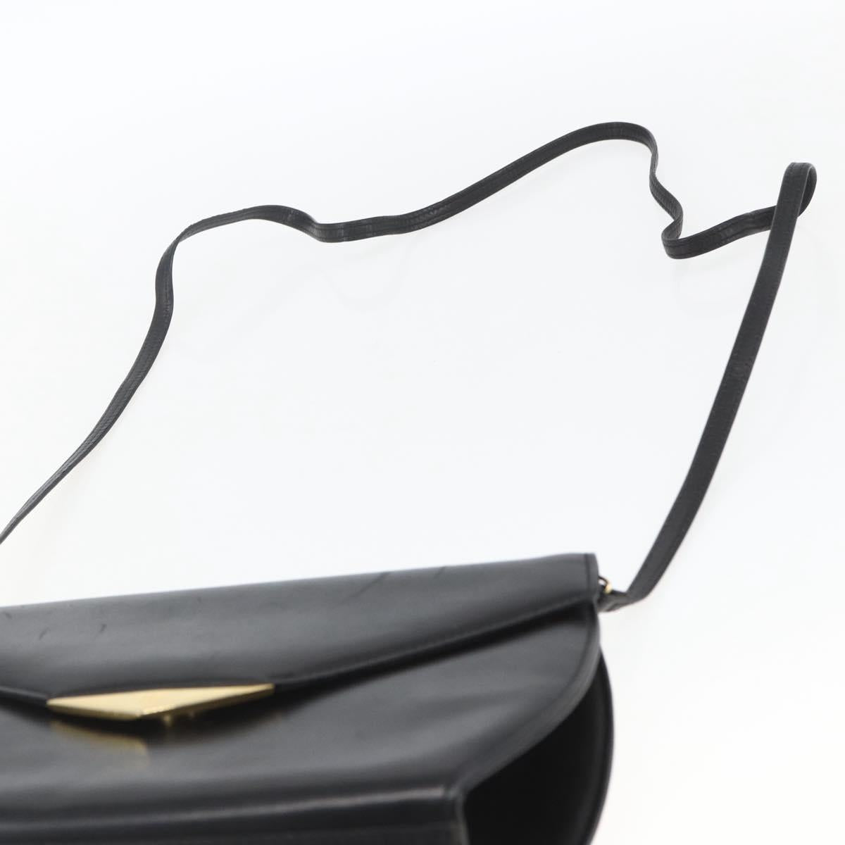 GIVENCHY Shoulder Bag Leather Black Gold Auth 164833