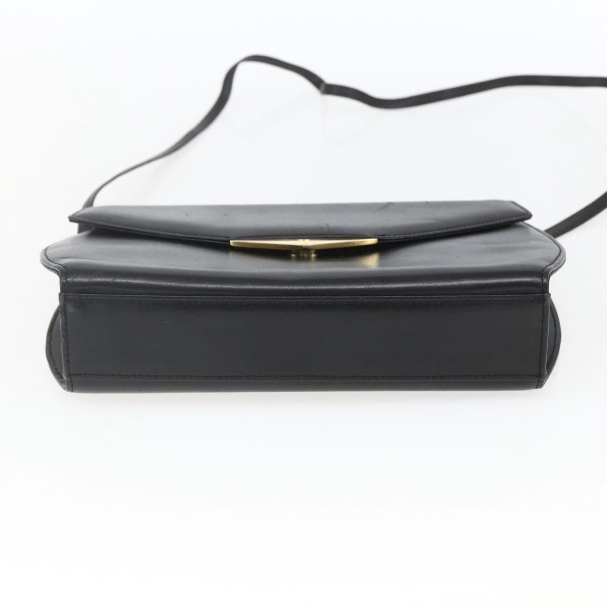 GIVENCHY Shoulder Bag Leather Black Gold Auth 164833