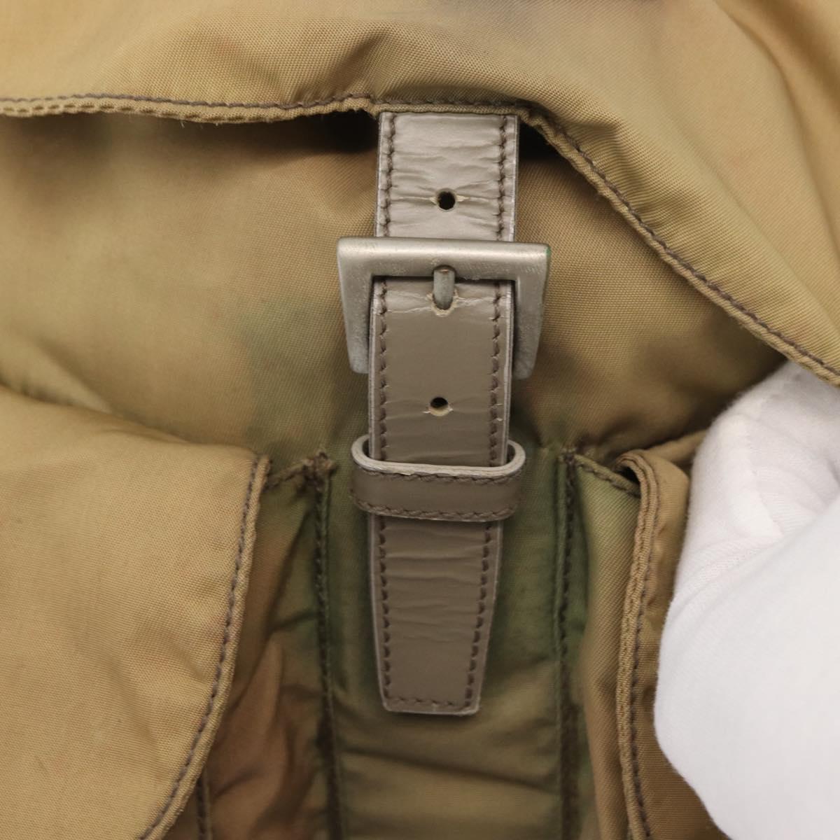 PRADA Backpack Nylon Beige Silver Auth 164845