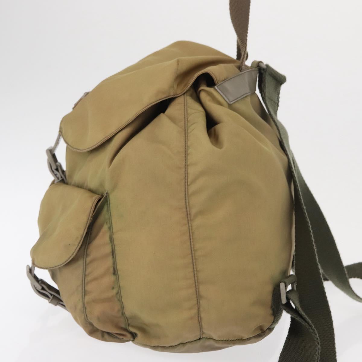 PRADA Backpack Nylon Beige Silver Auth 164845