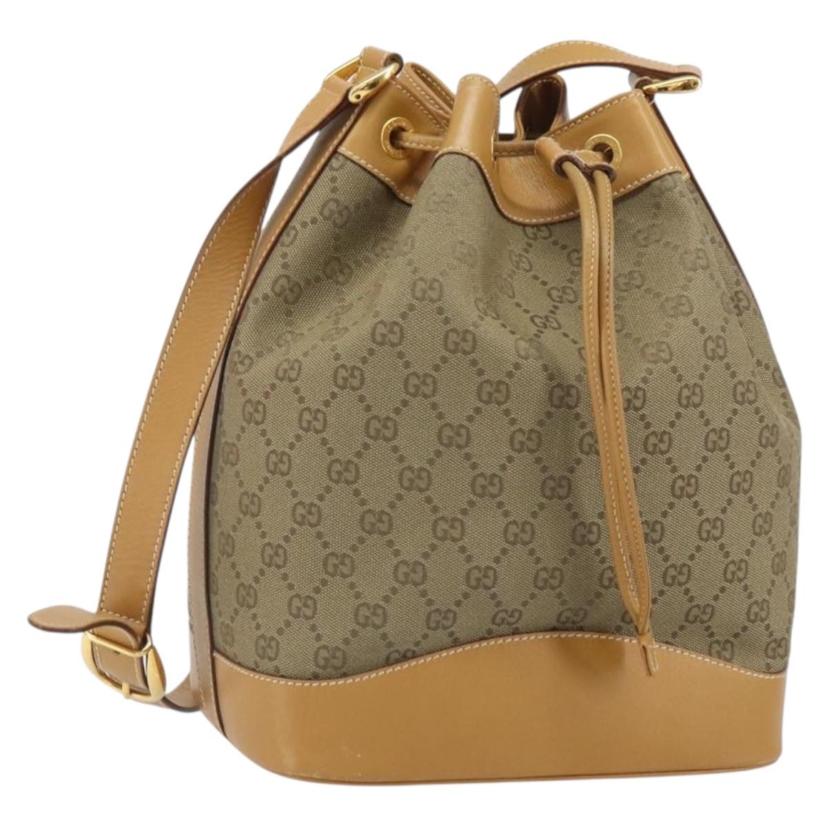 GUCCI GG Canvas Shoulder Bag Beige Gold 001 2854 1627 Auth 164846