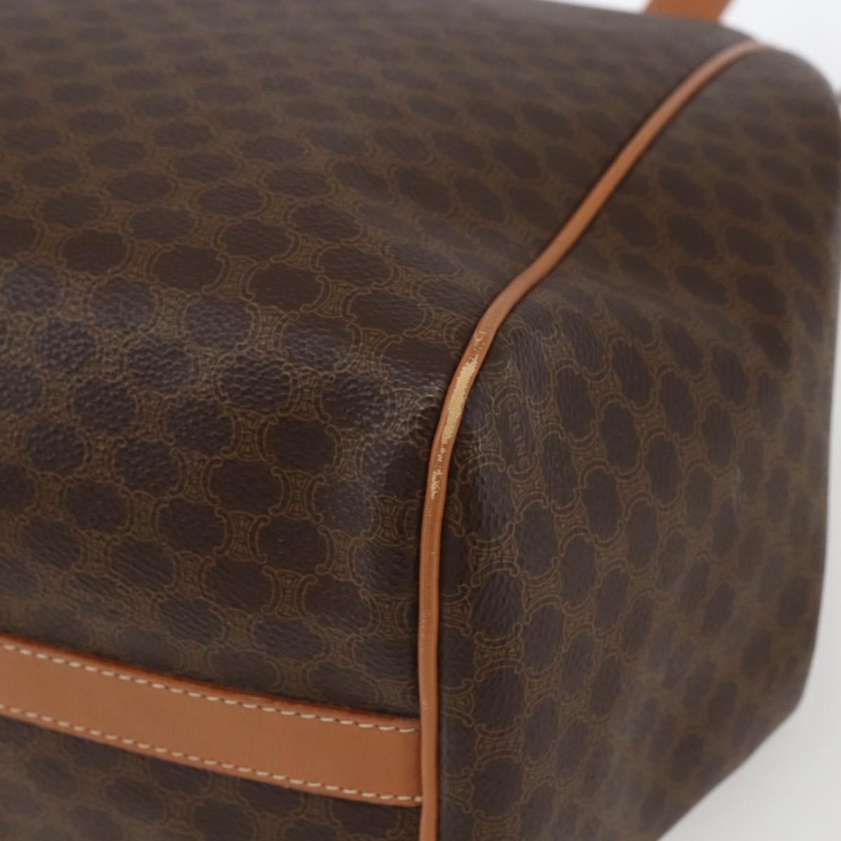 CELINE Macadam Canvas Shoulder Bag PVC Leather Brown Gold Auth 164849