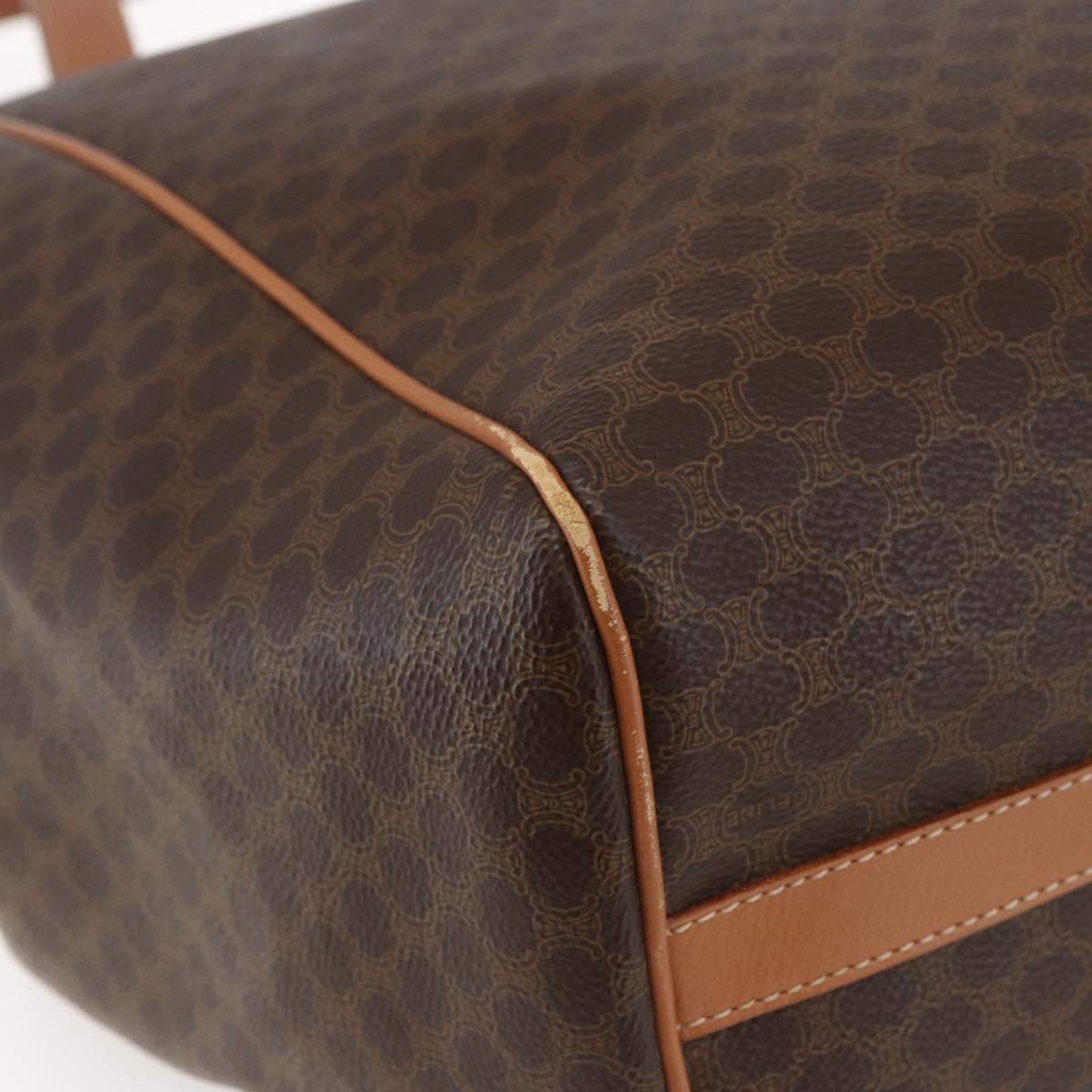 CELINE Macadam Canvas Shoulder Bag PVC Leather Brown Gold Auth 164849