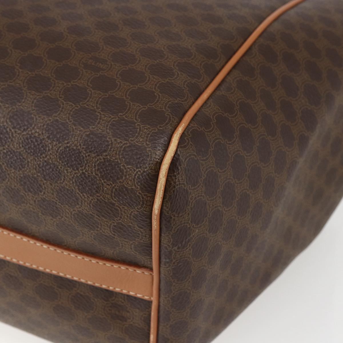 CELINE Macadam Canvas Shoulder Bag PVC Leather Brown Gold Auth 164849