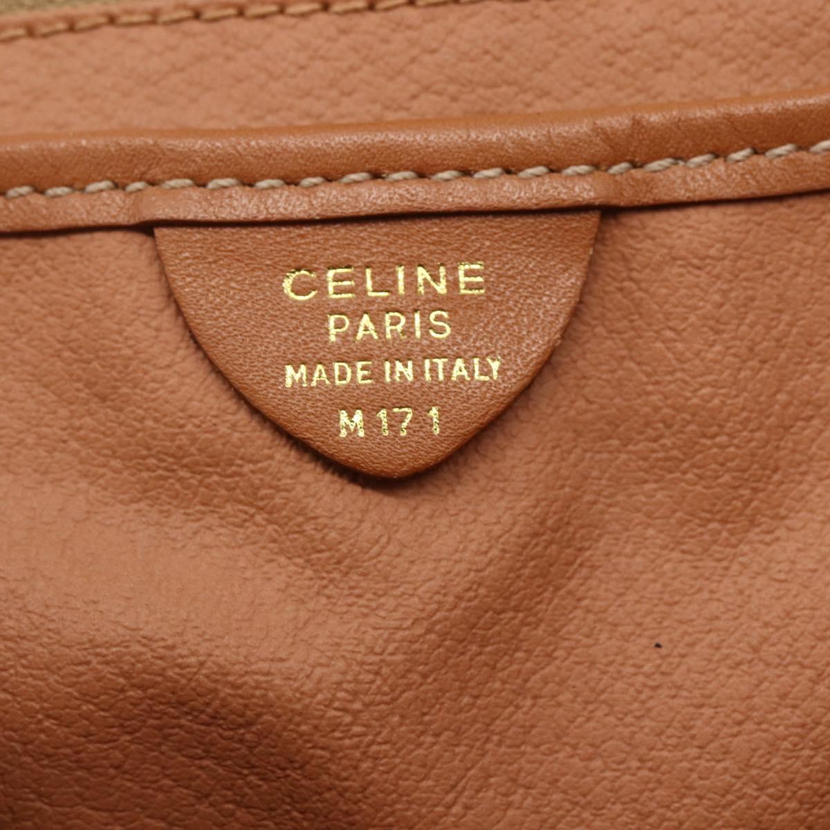 CELINE Macadam Canvas Shoulder Bag PVC Leather Brown Gold Auth 164849