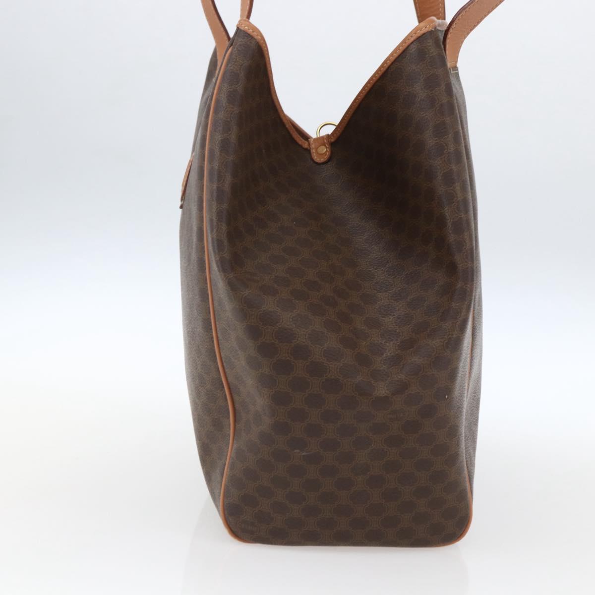 CELINE Macadam Canvas Shoulder Bag PVC Leather Brown Gold Auth 164849