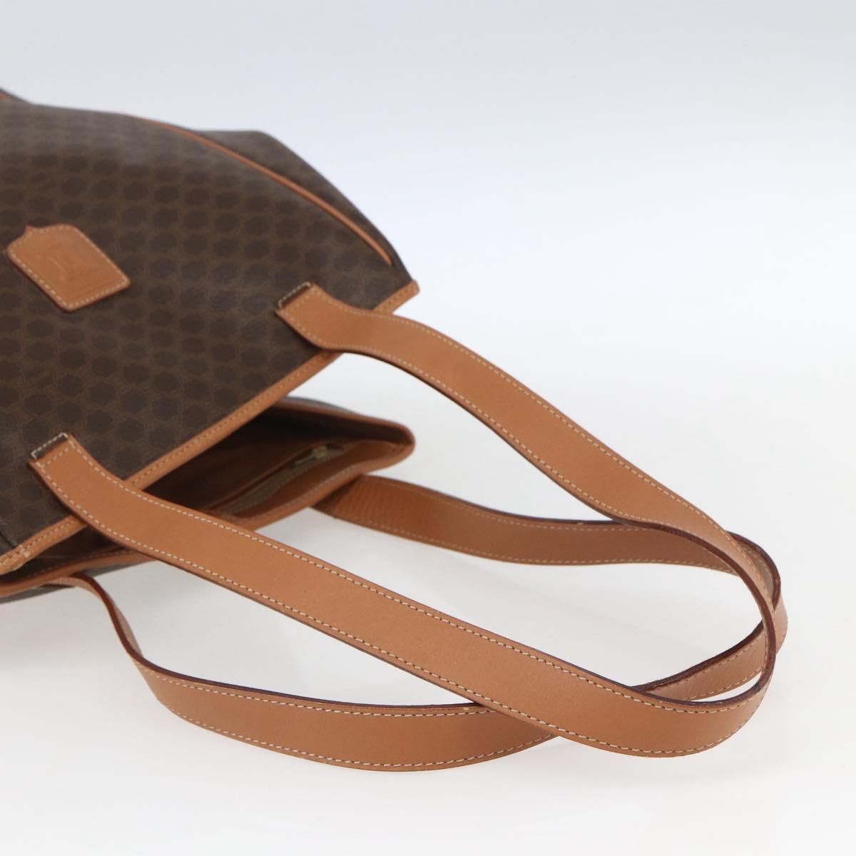 CELINE Macadam Canvas Shoulder Bag PVC Leather Brown Gold Auth 164849