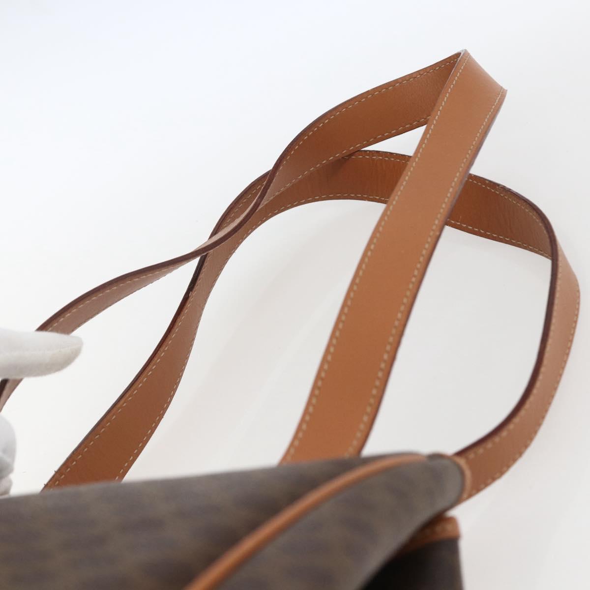 CELINE Macadam Canvas Shoulder Bag PVC Leather Brown Gold Auth 164849