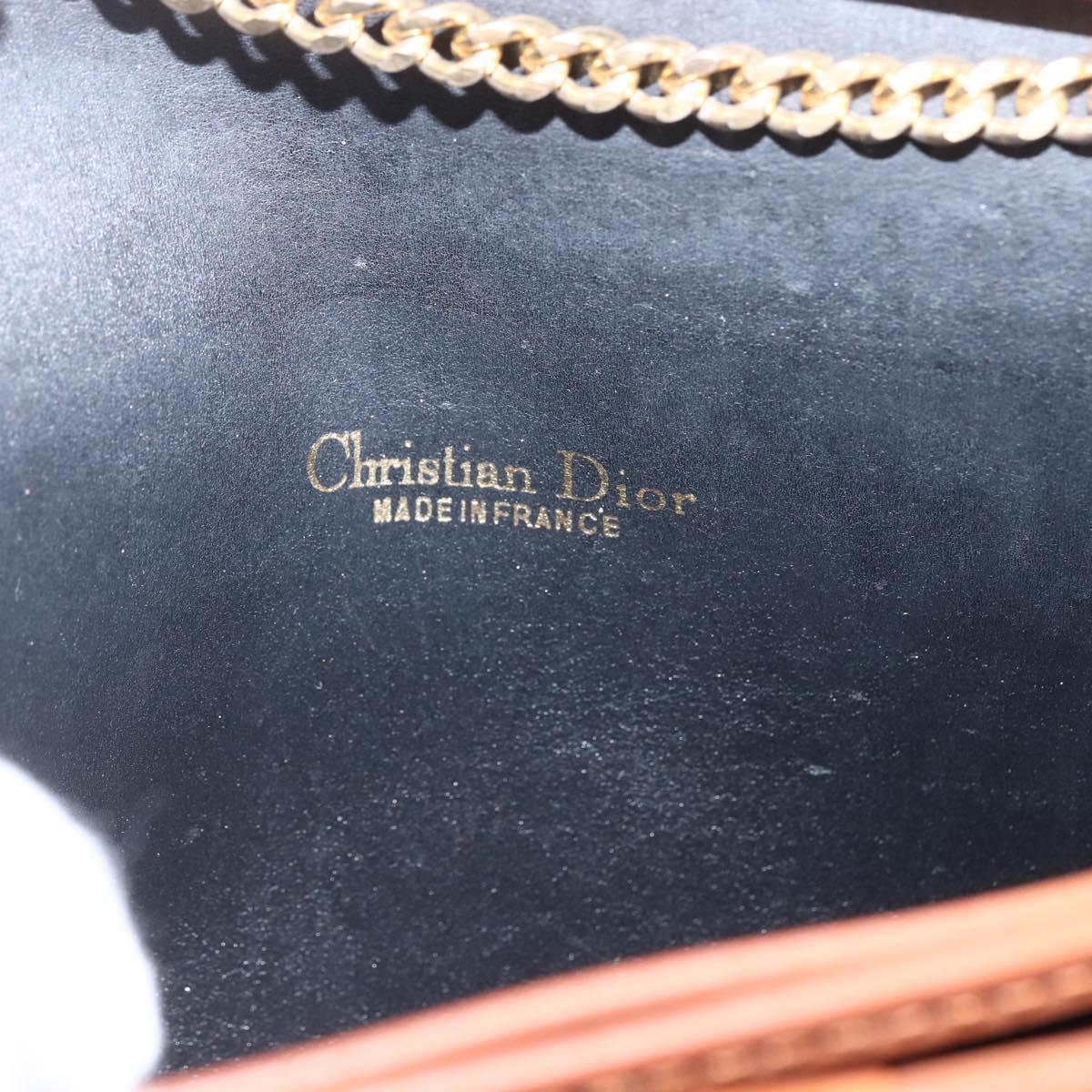 Christian Dior Trotter Canvas Chain Shoulder Bag Black Gold Auth 164854