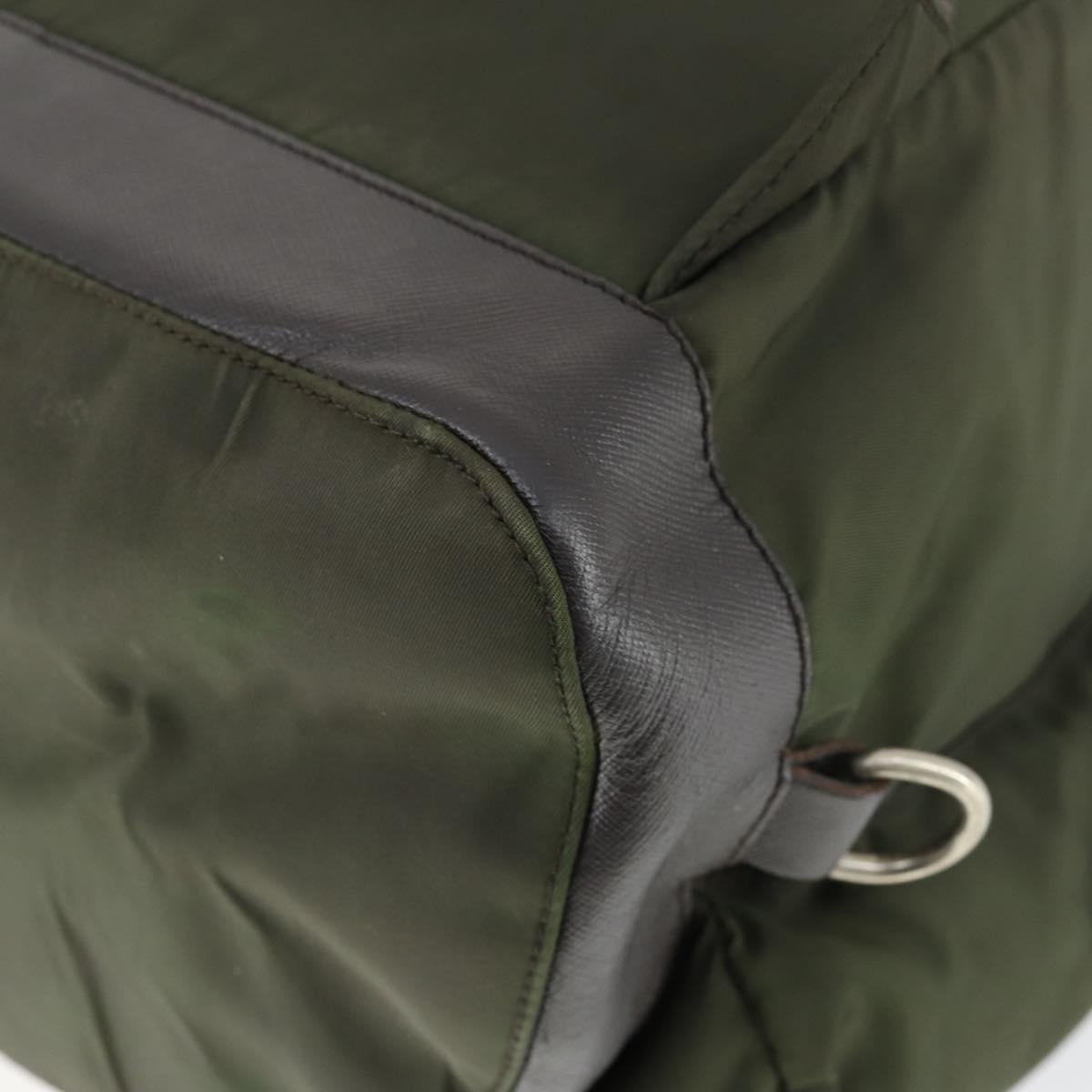 PRADA Backpack Nylon Khaki Silver Auth 164855