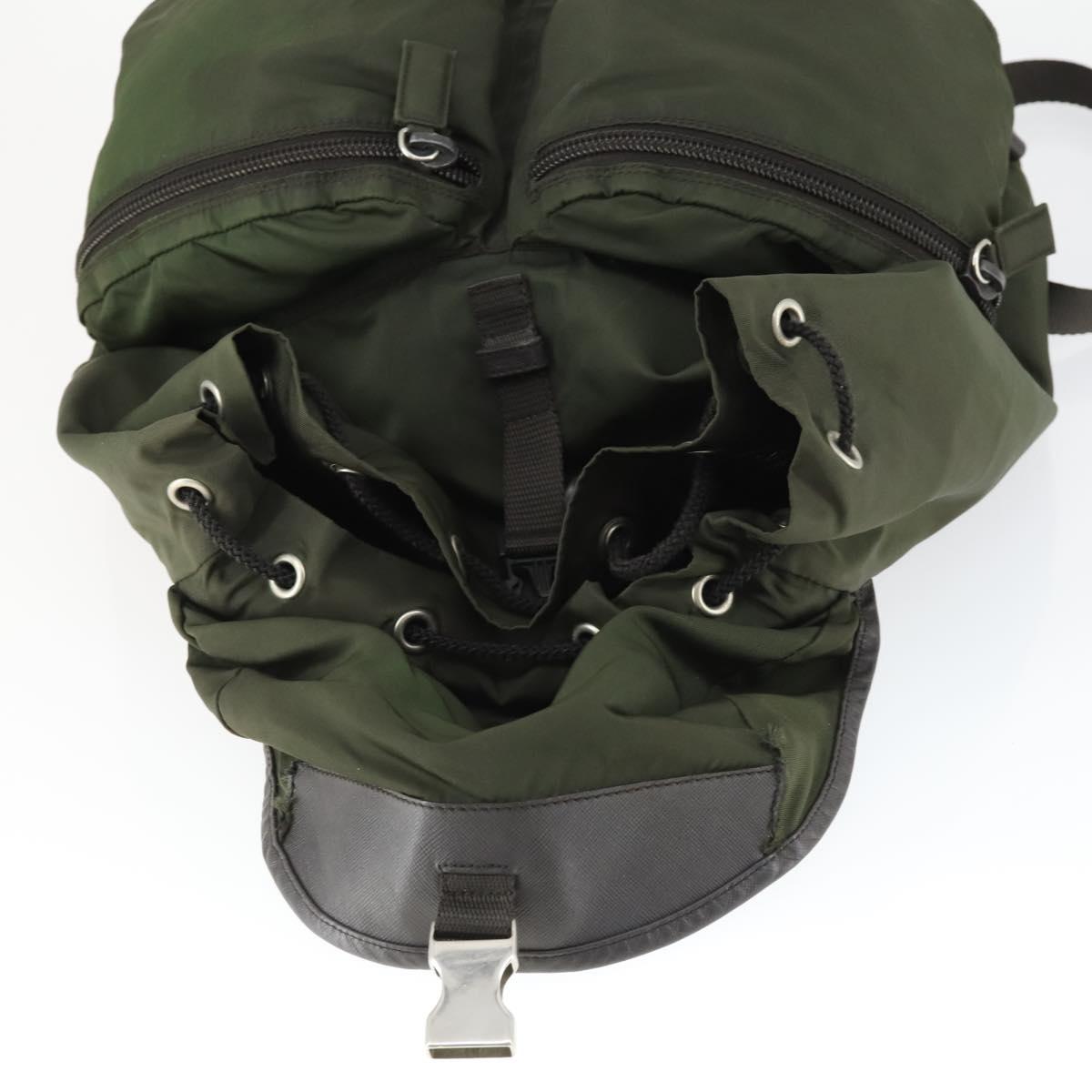 PRADA Backpack Nylon Khaki Silver Auth 164855