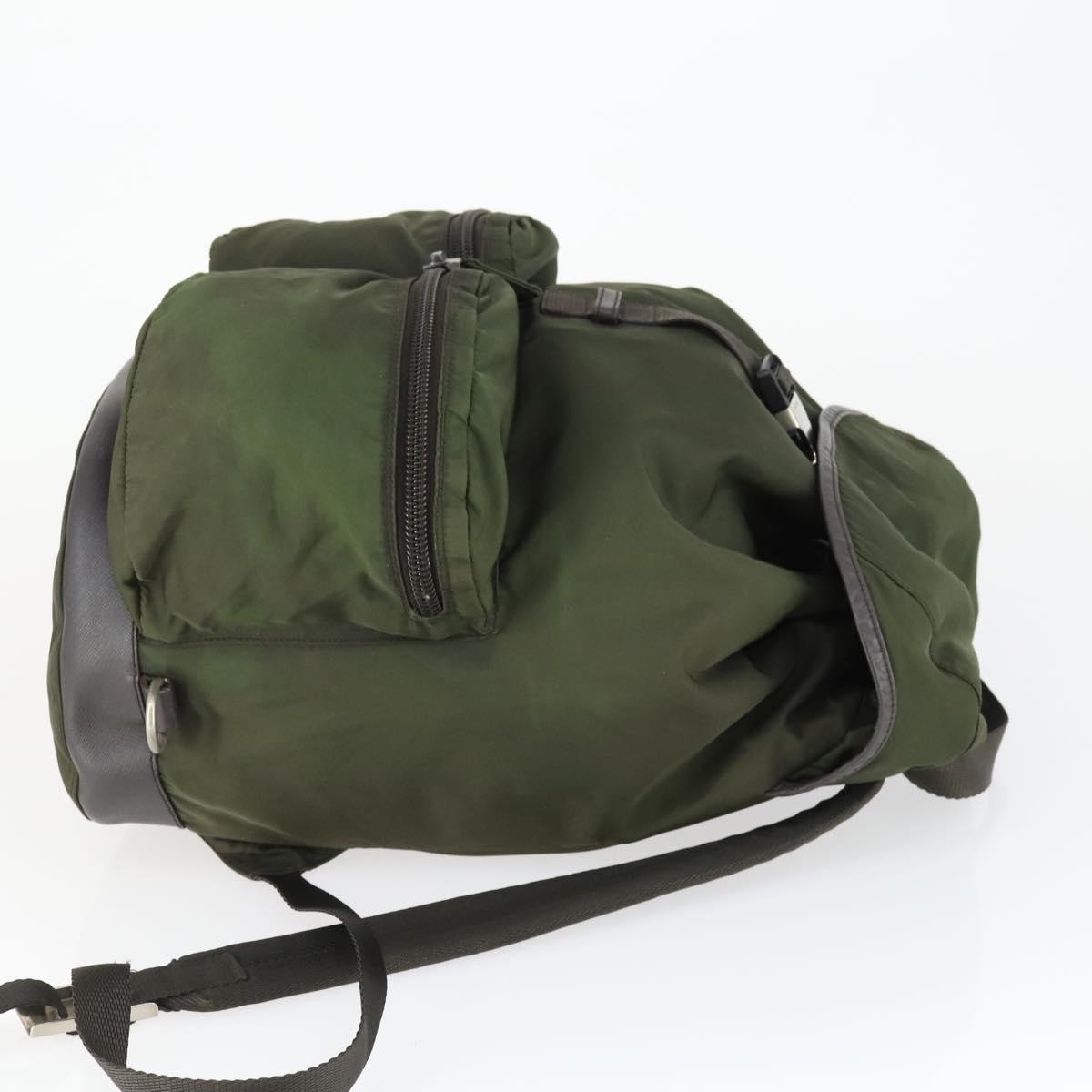 PRADA Backpack Nylon Khaki Silver Auth 164855