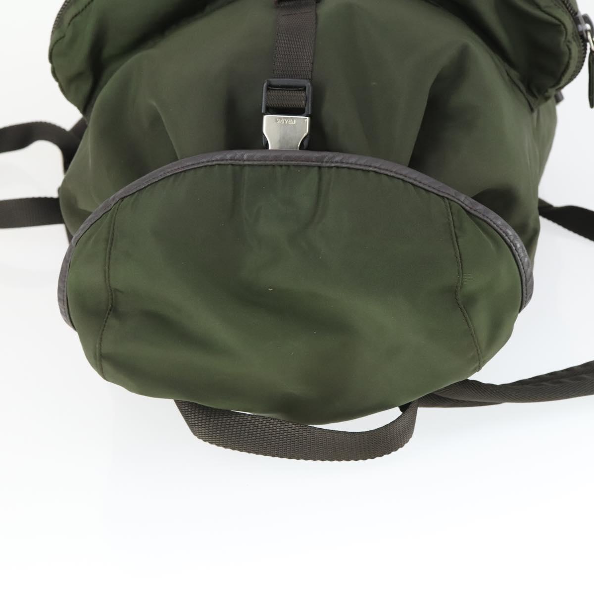 PRADA Backpack Nylon Khaki Silver Auth 164855