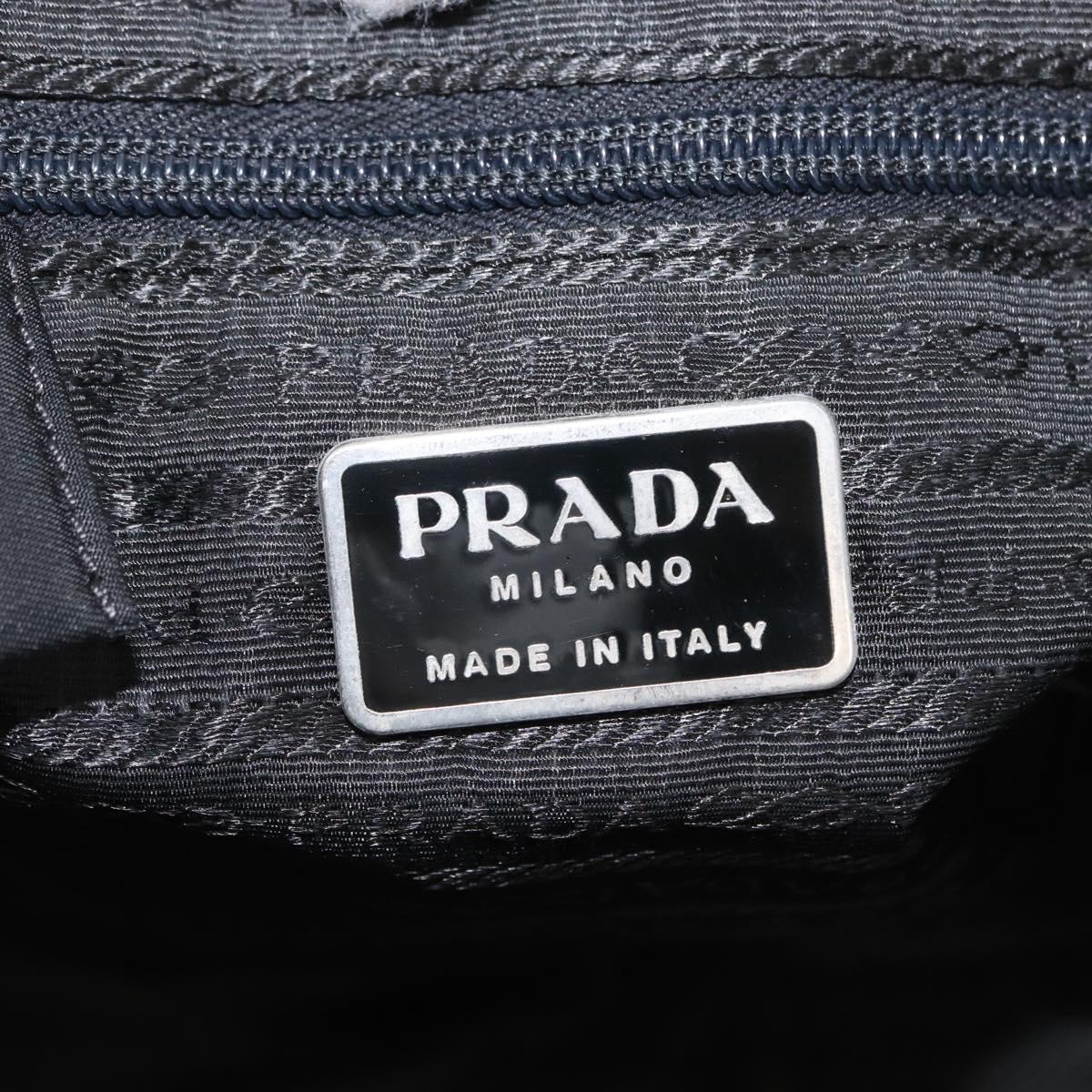 PRADA Hand Bag Nylon Black Silver Auth 164858