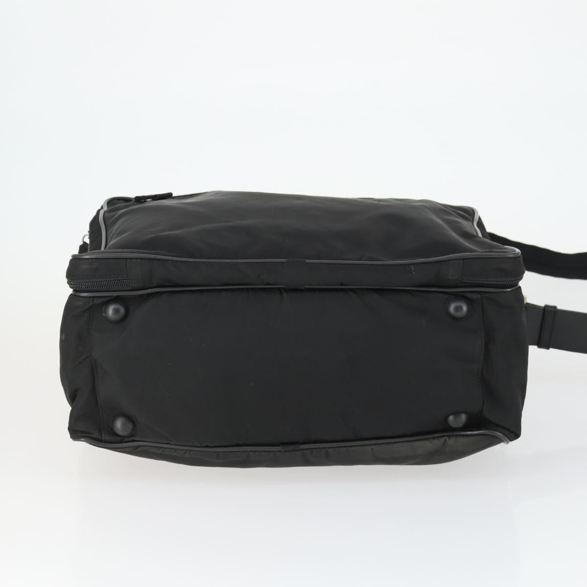PRADA Hand Bag Nylon 2way Black Silver Auth 164859