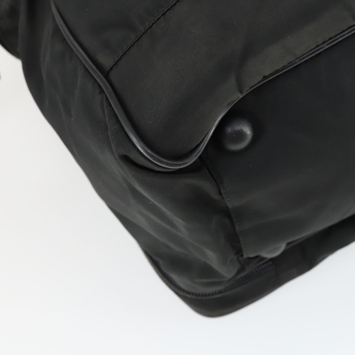 PRADA Hand Bag Nylon 2way Black Silver Auth 164859