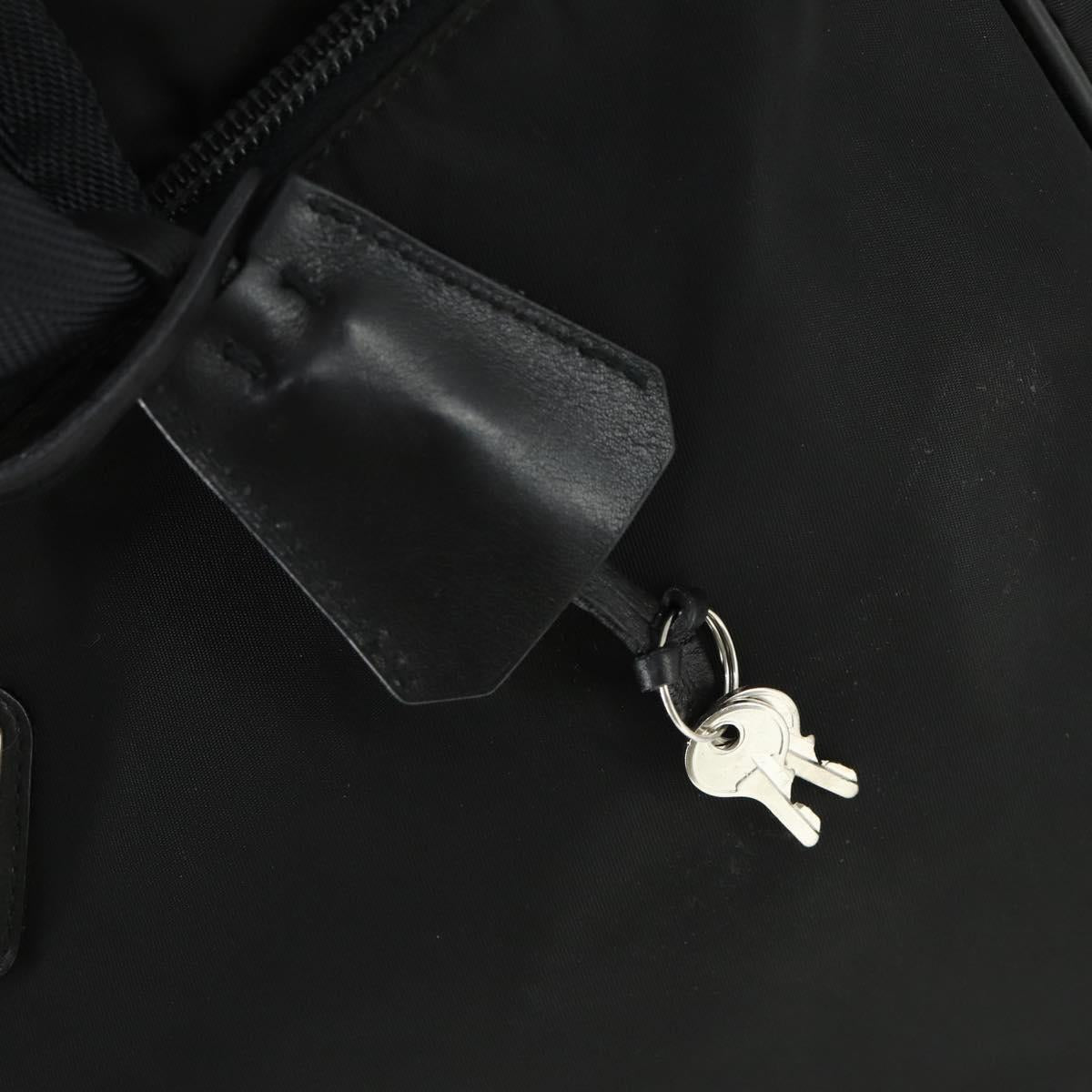PRADA Hand Bag Nylon 2way Black Silver Auth 164859
