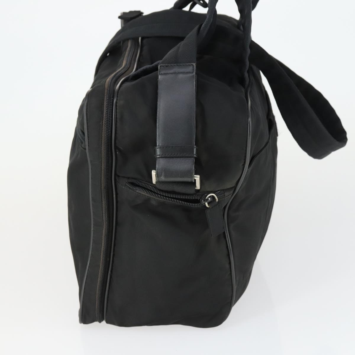 PRADA Hand Bag Nylon 2way Black Silver Auth 164859