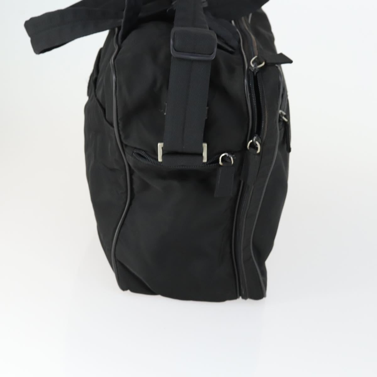 PRADA Hand Bag Nylon 2way Black Silver Auth 164859