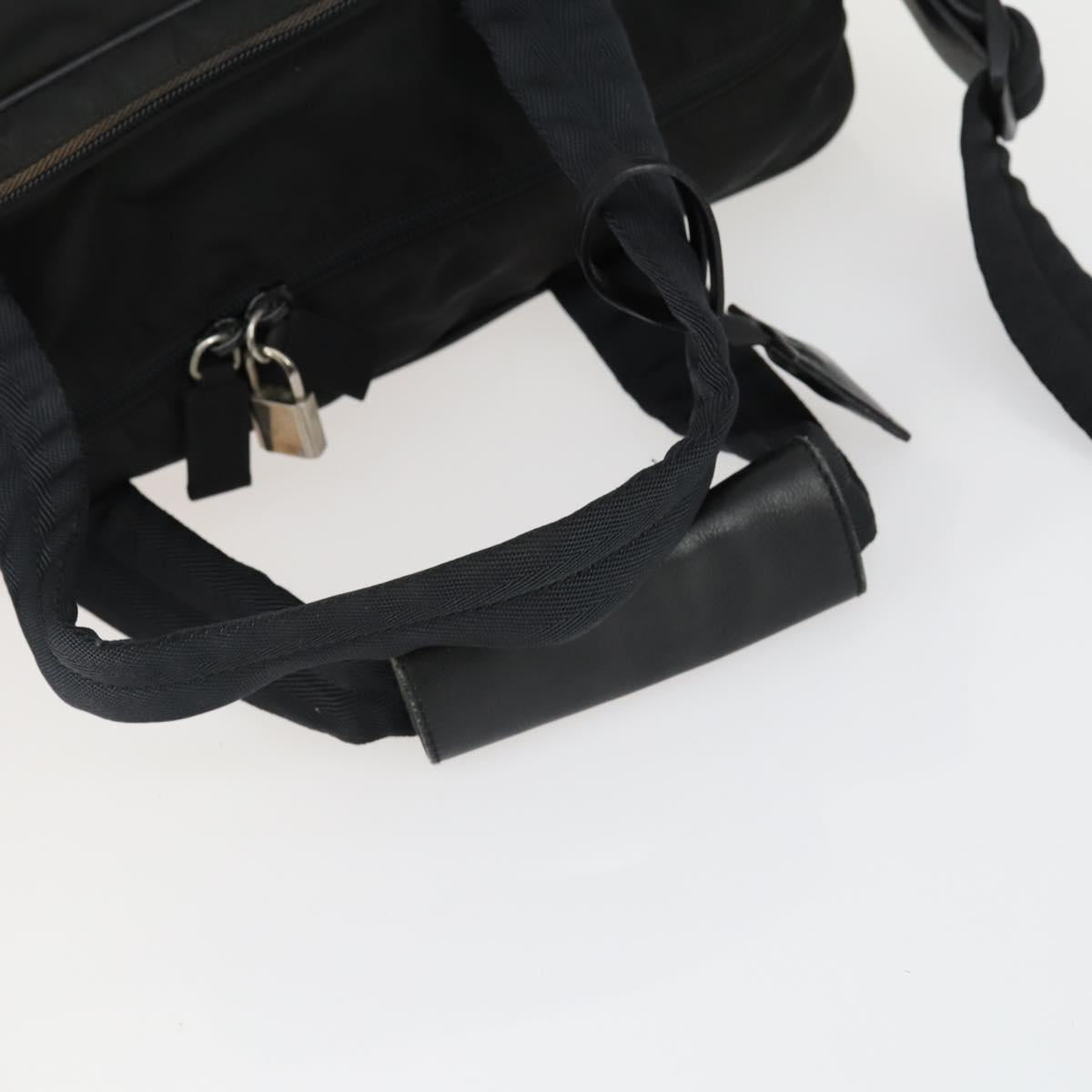 PRADA Hand Bag Nylon 2way Black Silver Auth 164859