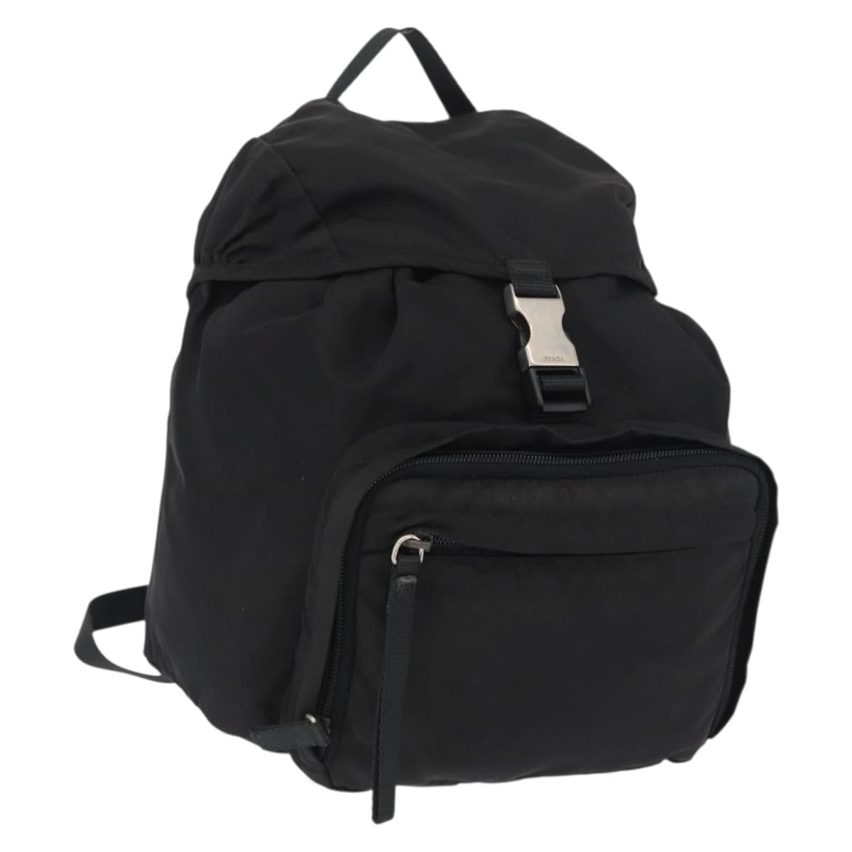 PRADA Backpack Nylon Black Silver Auth 164861