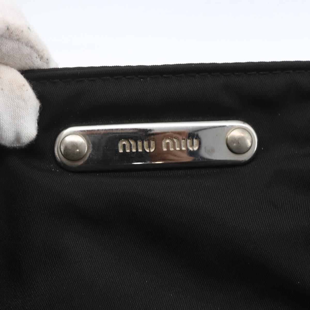Miu Miu Tote Bag Nylon Leather Black Brown Silver Auth 164862