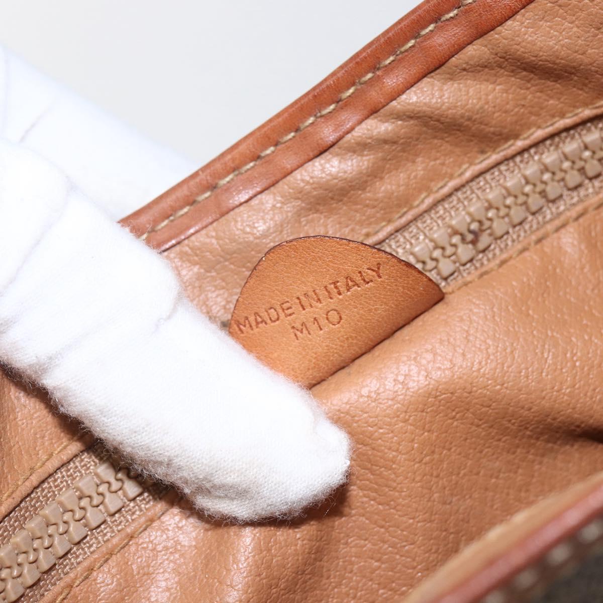 CELINE Macadam Canvas Shoulder Bag PVC Leather Brown Gold Auth 164864