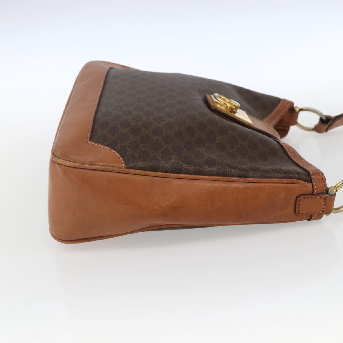 CELINE Macadam Canvas Shoulder Bag PVC Leather Brown Gold Auth 164864