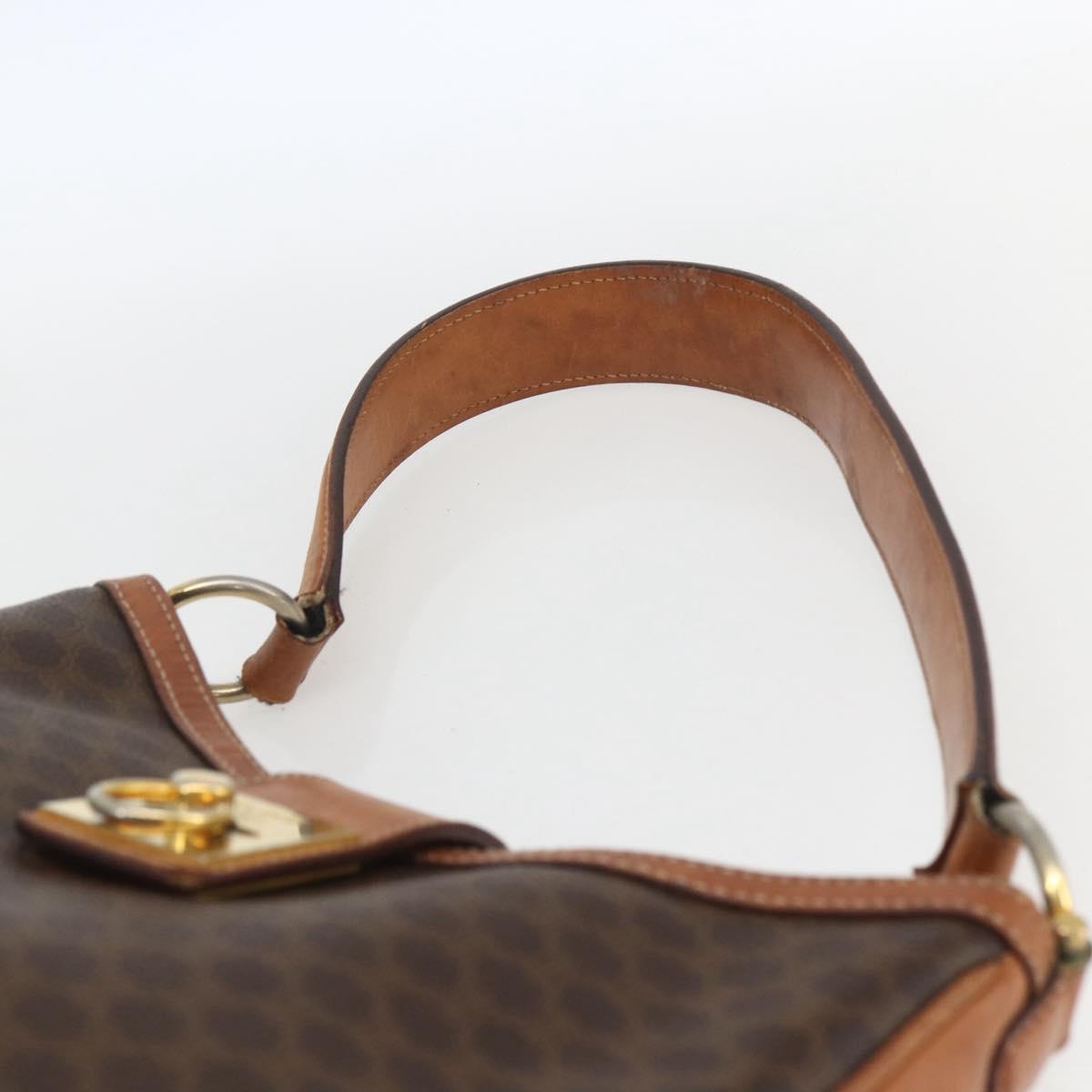CELINE Macadam Canvas Shoulder Bag PVC Leather Brown Gold Auth 164864