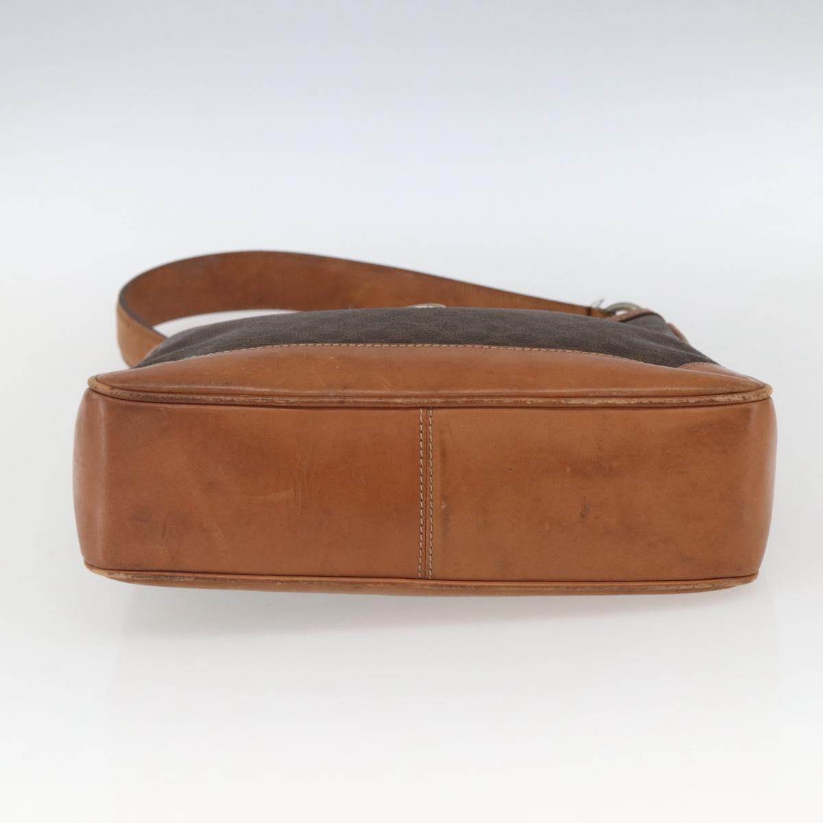 CELINE Macadam Canvas Shoulder Bag PVC Leather Brown Gold Auth 164864