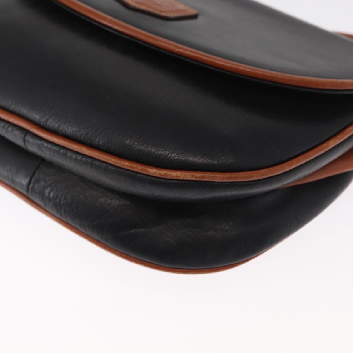 CELINE Shoulder Bag Leather Black Gold Auth 164870