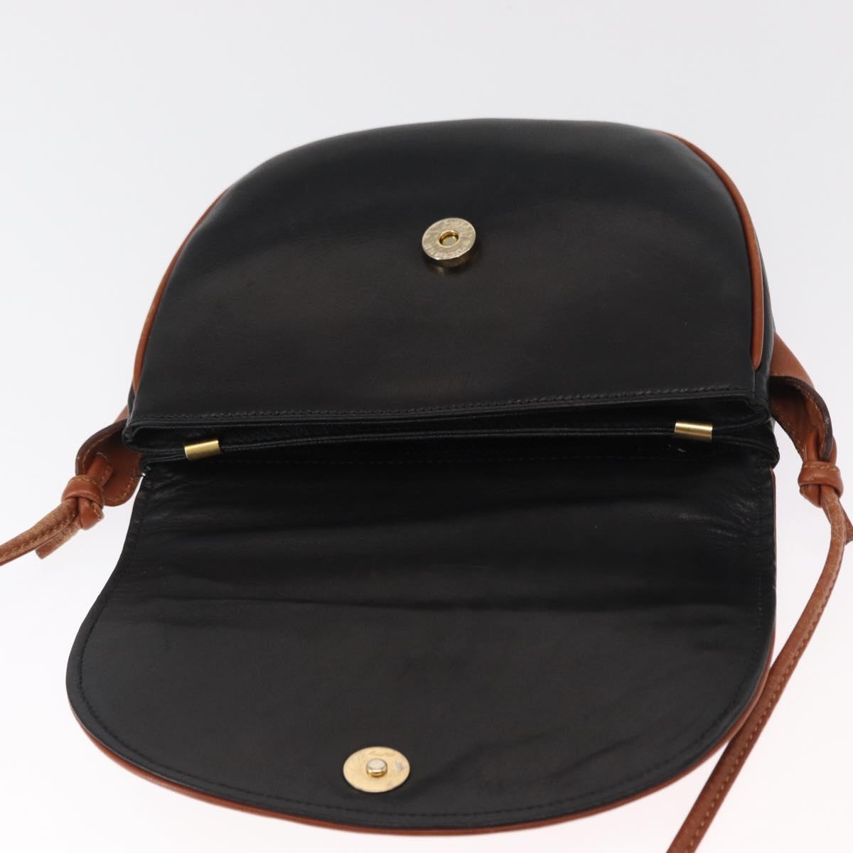CELINE Shoulder Bag Leather Black Gold Auth 164870