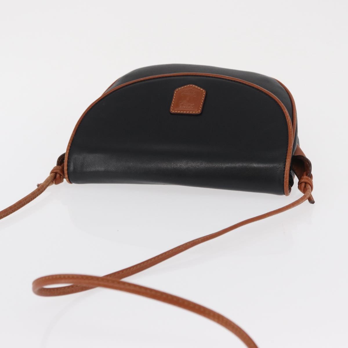 CELINE Shoulder Bag Leather Black Gold Auth 164870