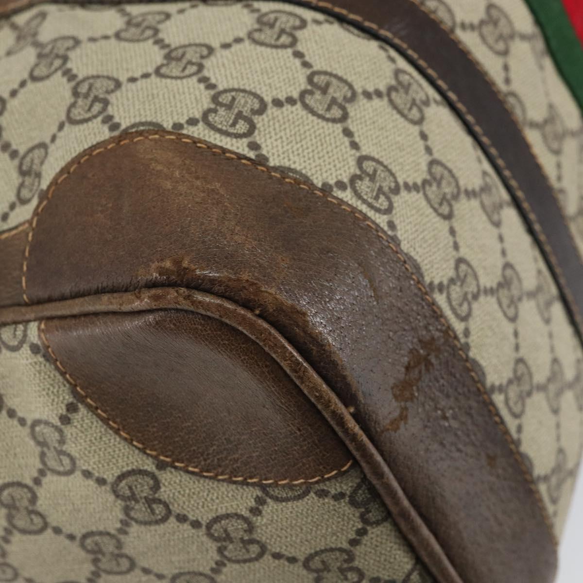 GUCCI GG Supreme Web Sherry Line Hand Bag PVC Beige Gold Auth 164871