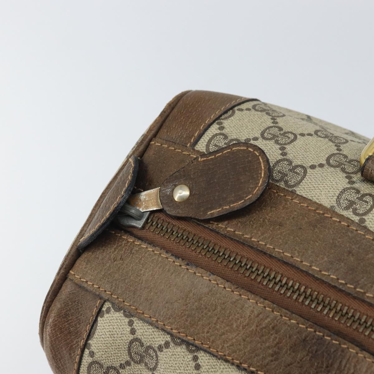 GUCCI GG Supreme Web Sherry Line Hand Bag PVC Beige Gold Auth 164871