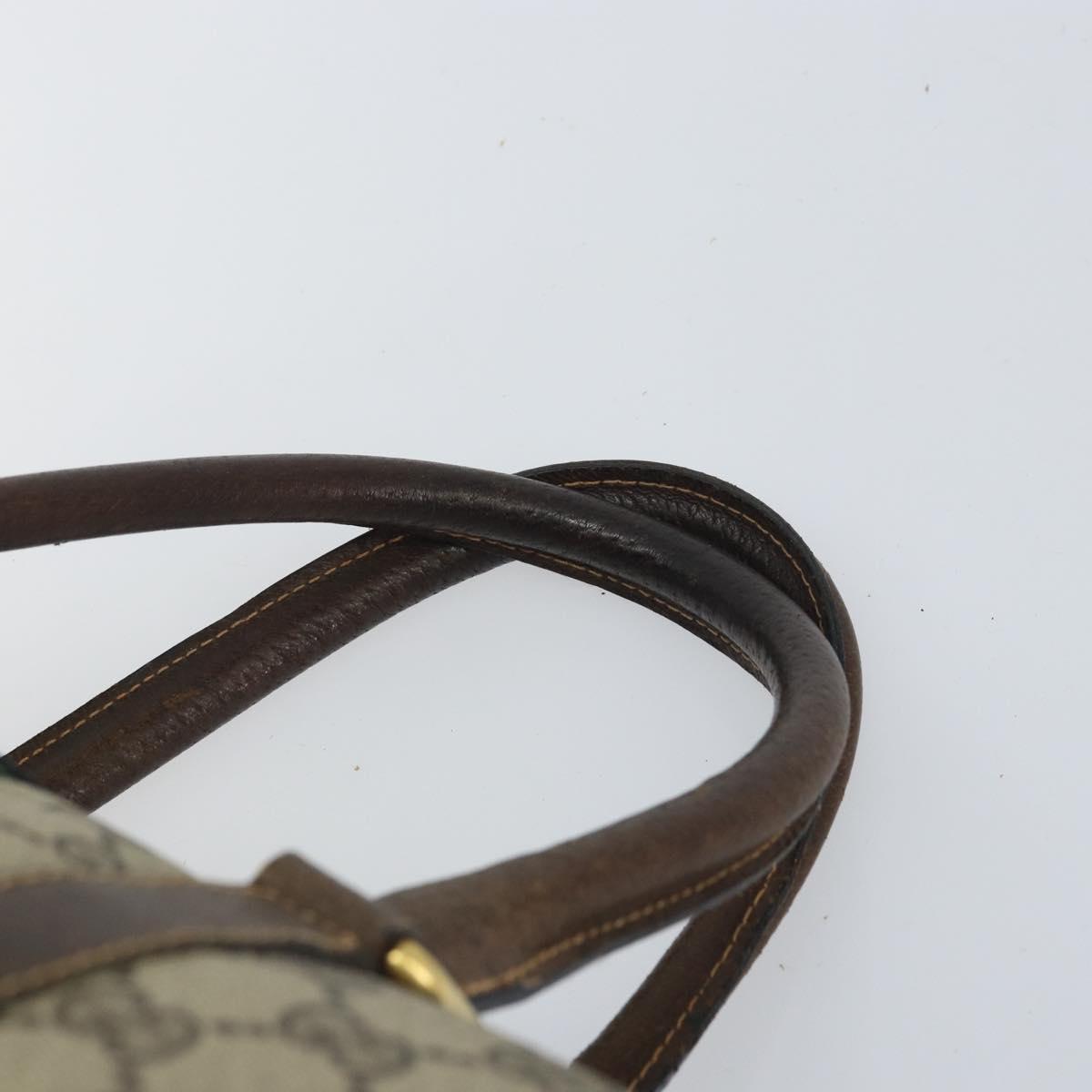 GUCCI GG Supreme Web Sherry Line Hand Bag PVC Beige Gold Auth 164871