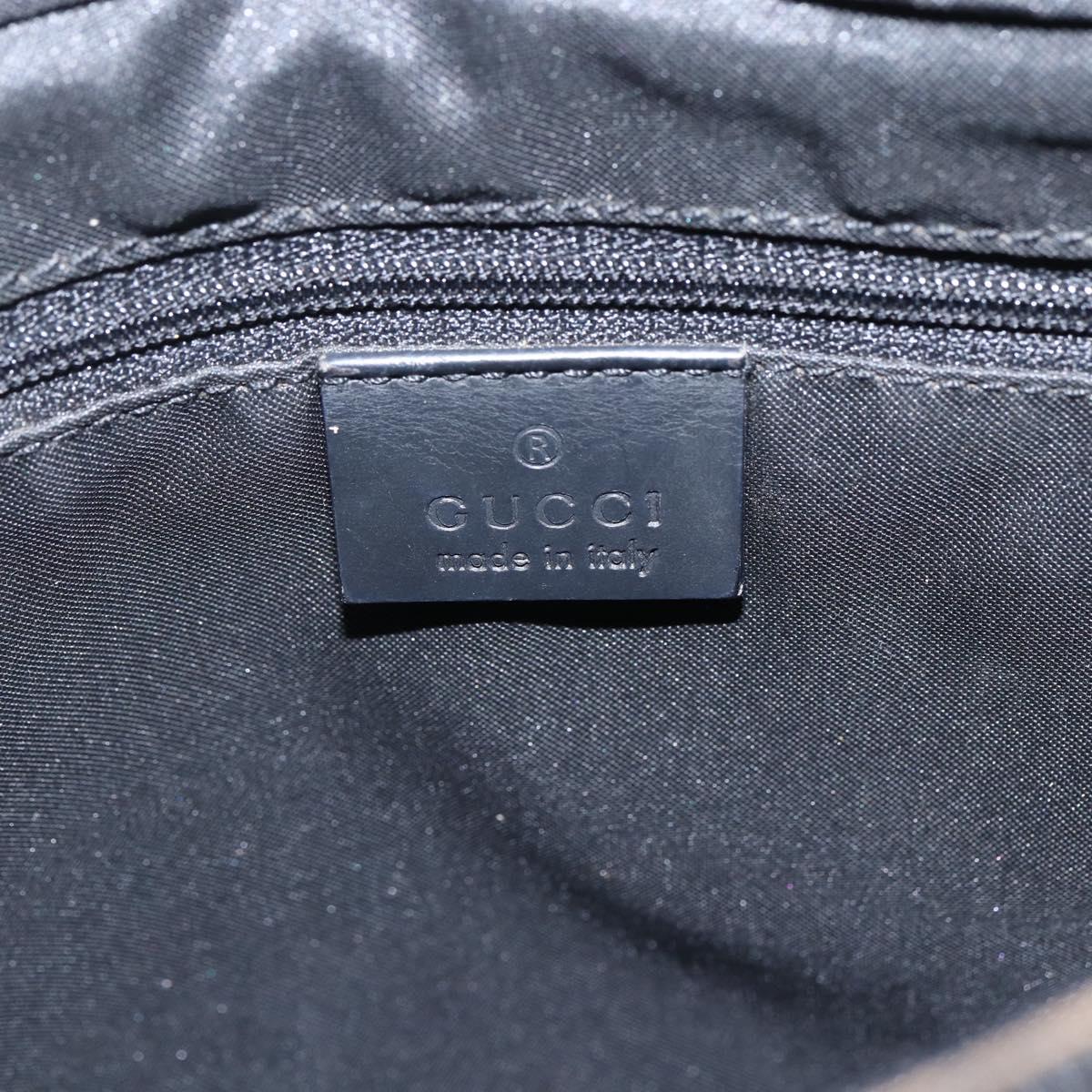 GUCCI GG Canvas Bamboo Hand Bag Nylon Black Silver 002 1010 Auth 164874