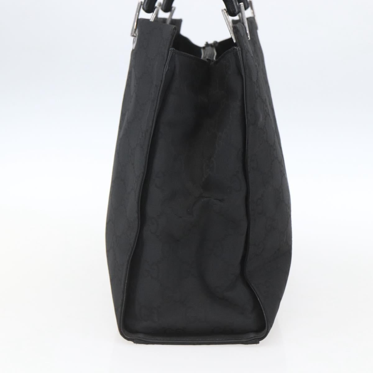 GUCCI GG Canvas Bamboo Hand Bag Nylon Black Silver 002 1010 Auth 164874