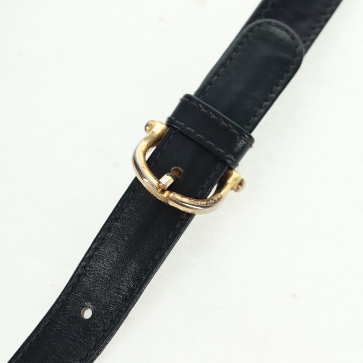 CELINE Macadam Canvas Shoulder Bag PVC Navy Gold Auth 164879V