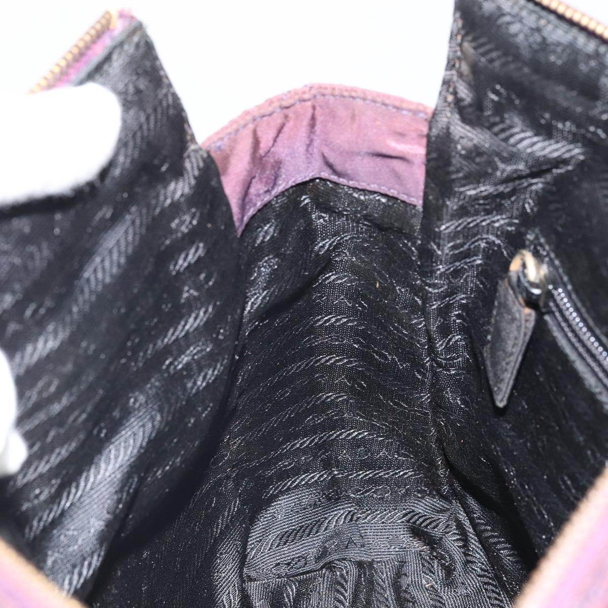 PRADA Chain Quilted Shoulder Bag Nylon Purple Gold Auth 164881