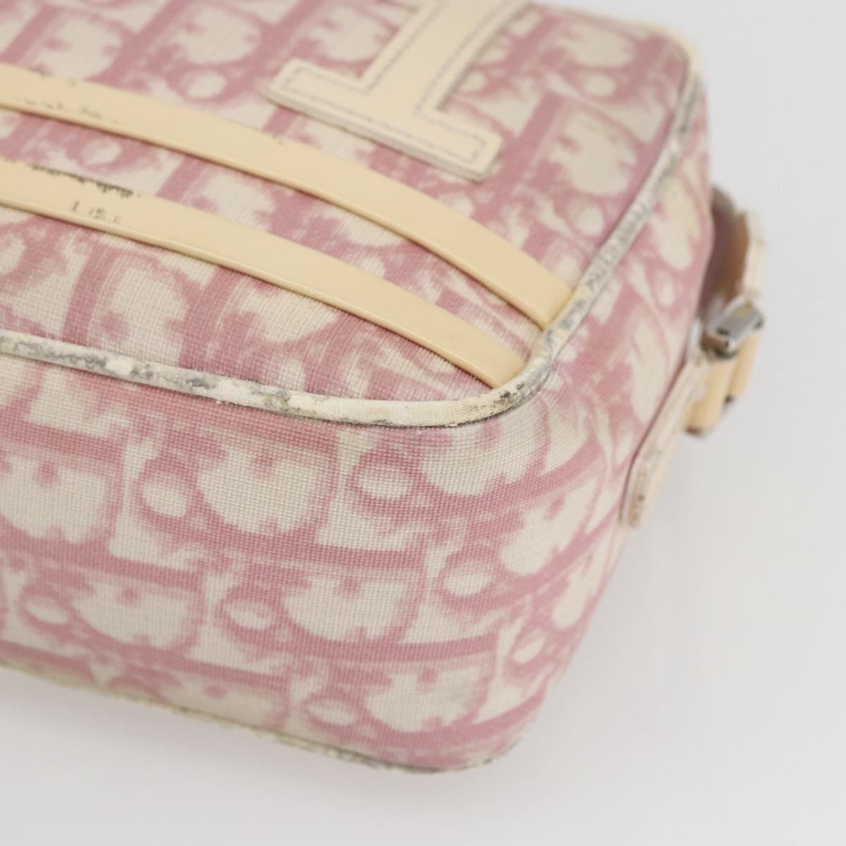 Christian Dior Trotter Canvas Shoulder Bag PVC Pink Silver Auth 164884