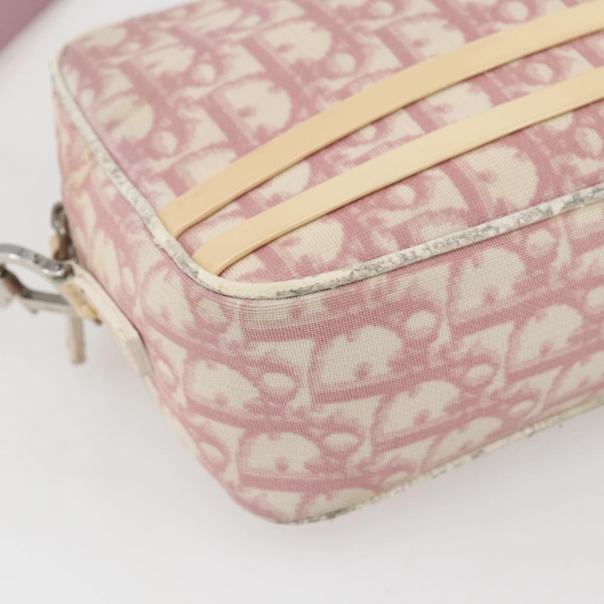 Christian Dior Trotter Canvas Shoulder Bag PVC Pink Silver Auth 164884