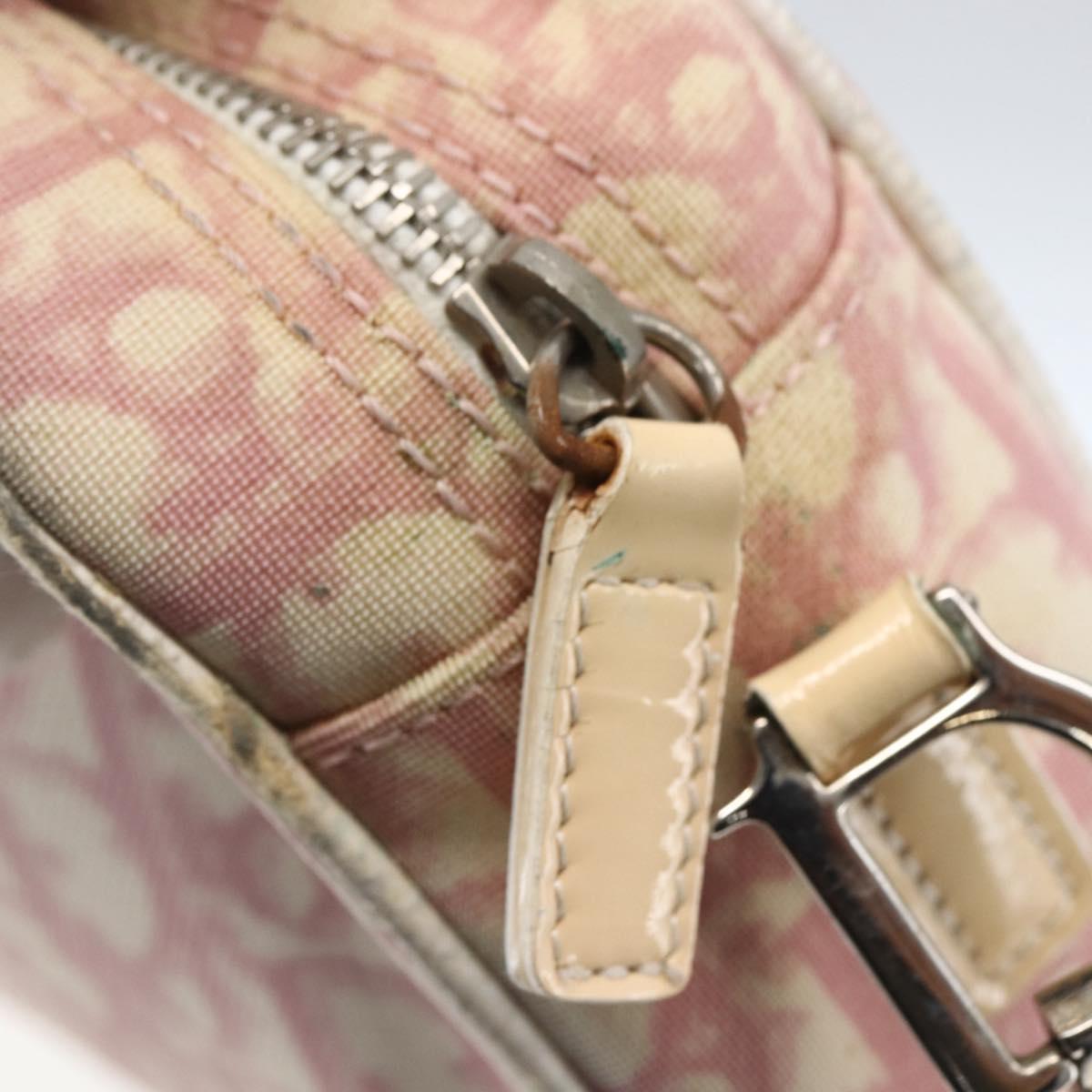 Christian Dior Trotter Canvas Shoulder Bag PVC Pink Silver Auth 164884