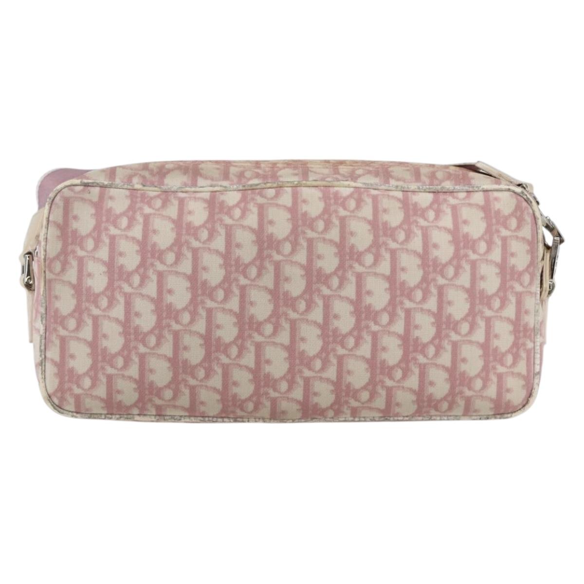 Christian Dior Trotter Canvas Shoulder Bag PVC Pink Silver Auth 164884