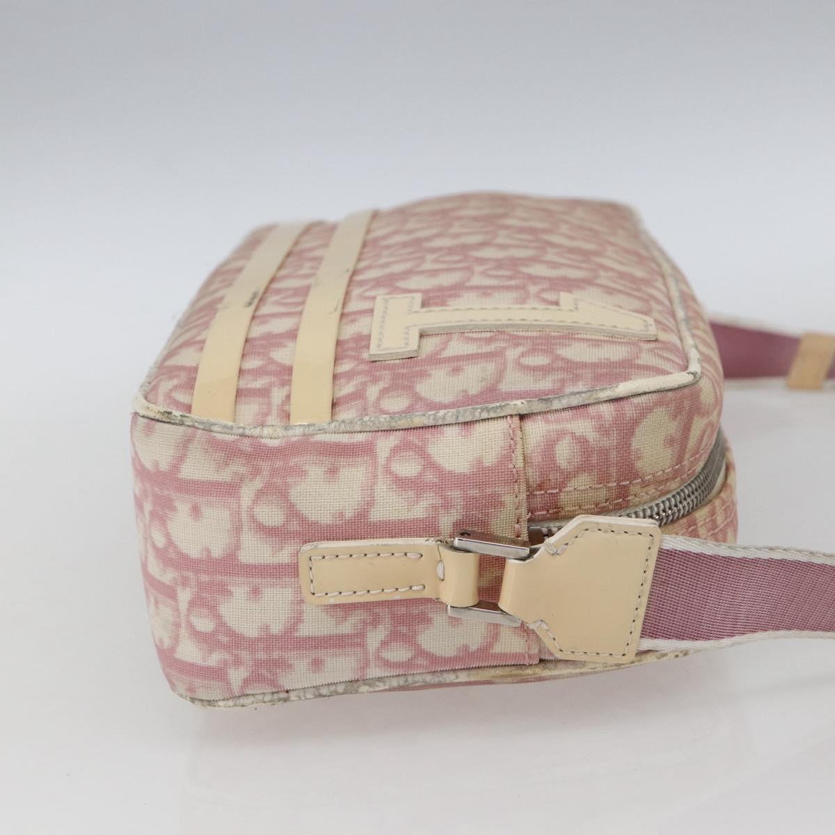 Christian Dior Trotter Canvas Shoulder Bag PVC Pink Silver Auth 164884