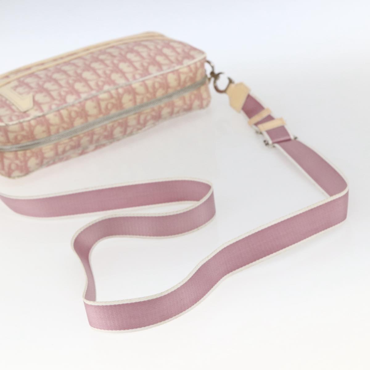 Christian Dior Trotter Canvas Shoulder Bag PVC Pink Silver Auth 164884