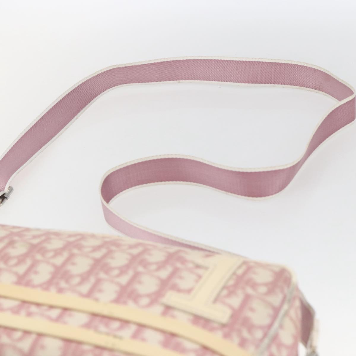 Christian Dior Trotter Canvas Shoulder Bag PVC Pink Silver Auth 164884